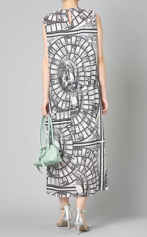 プリントギャザーノースリーブワンピース