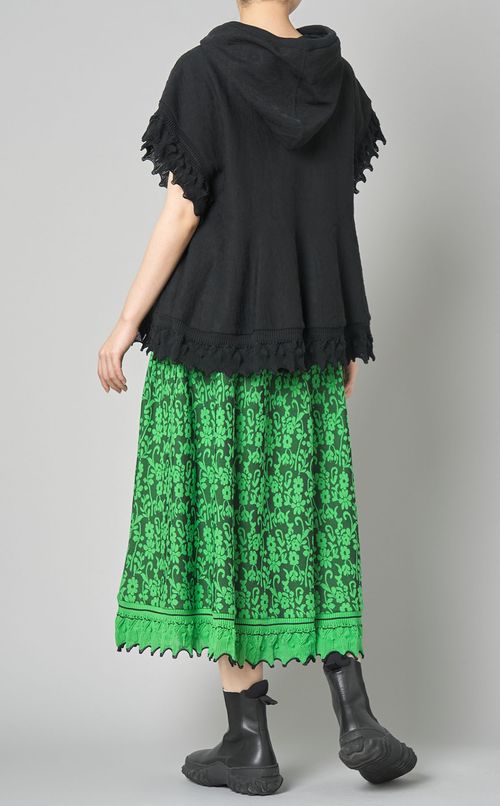 ミニフラワージャガードニットフーディ