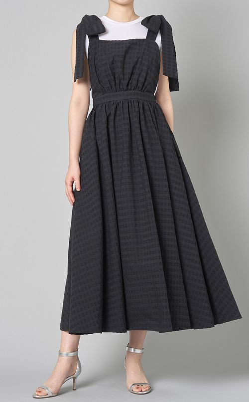 サッカーリボンストラップフレアワンピース