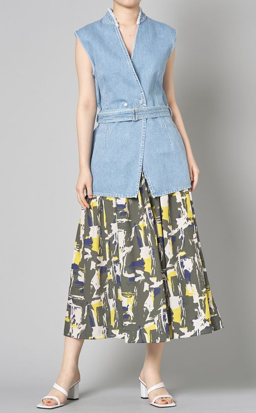 ジオメトリックプリントフレアスカート