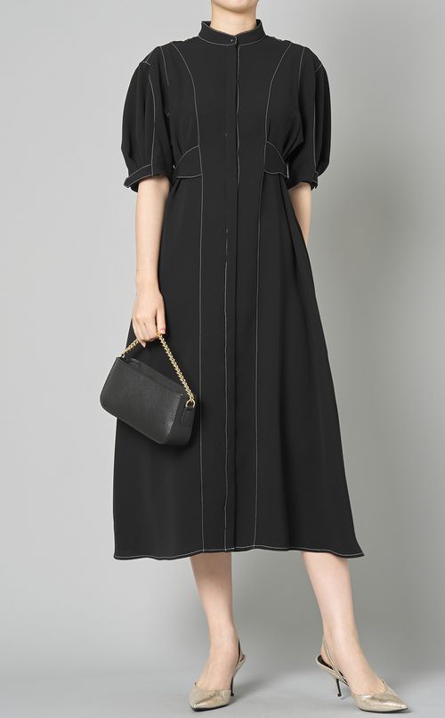 パフスリーブロングシャツワンピース