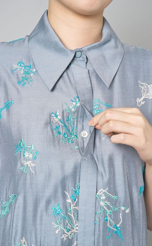 フィッシュエンブロイダリーシャツドレス