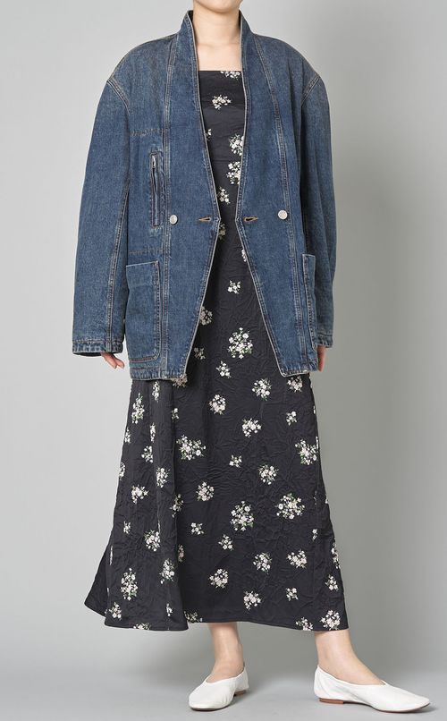 スクエアギャザーショルダーワンピース