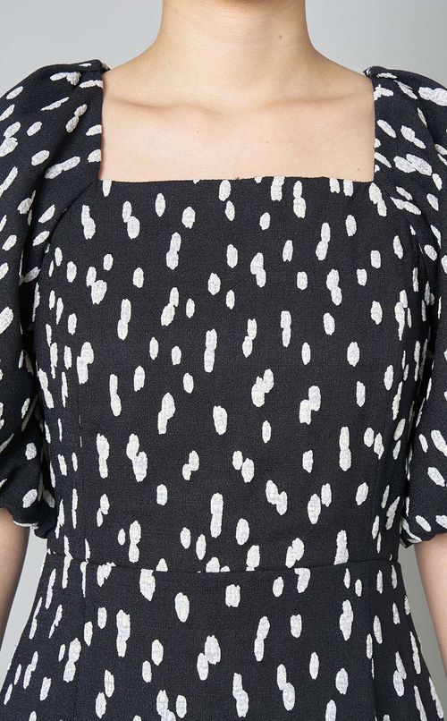 プリントバルーンスリーブワンピース