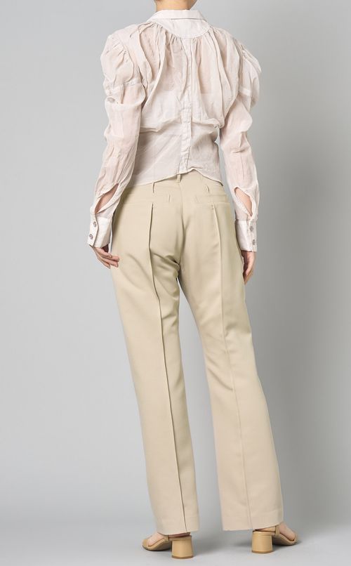 シースルーギャザーショートブラウス