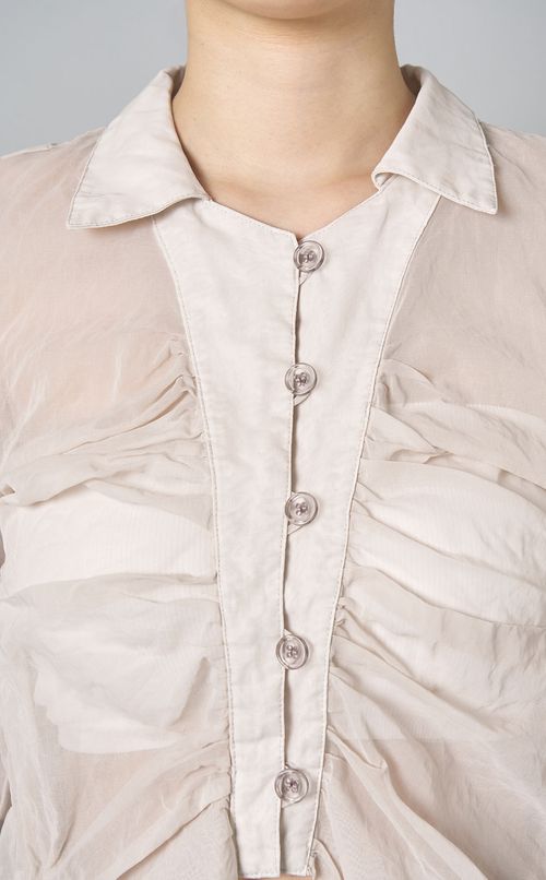 シースルーギャザーショートブラウス