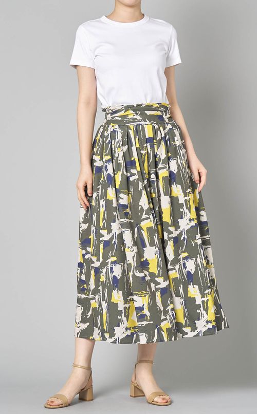 ジオメトリックプリントフレアスカート
