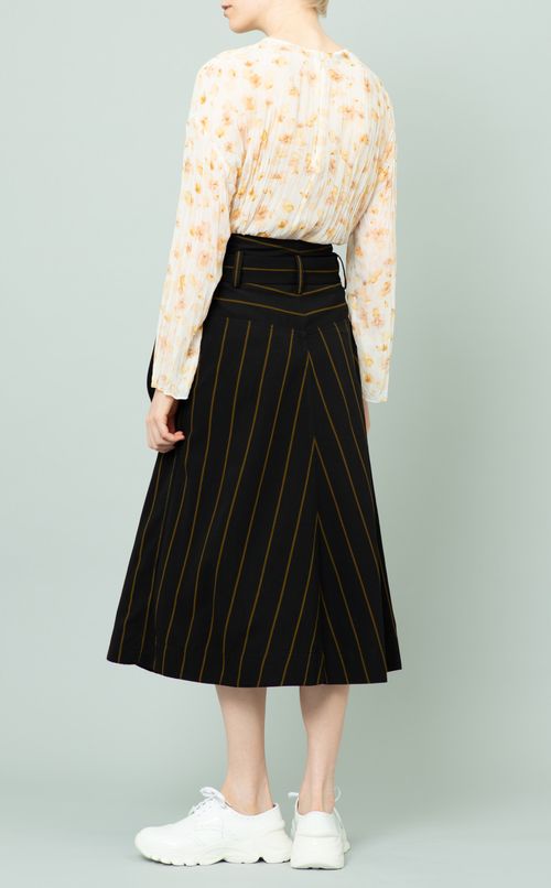 ベルト付ストライプスカート