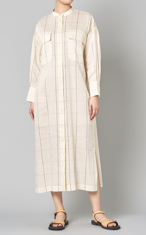 シュリンクチェックシャツワンピース