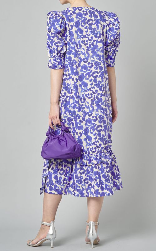 コットンフラワープリントVネックドレス