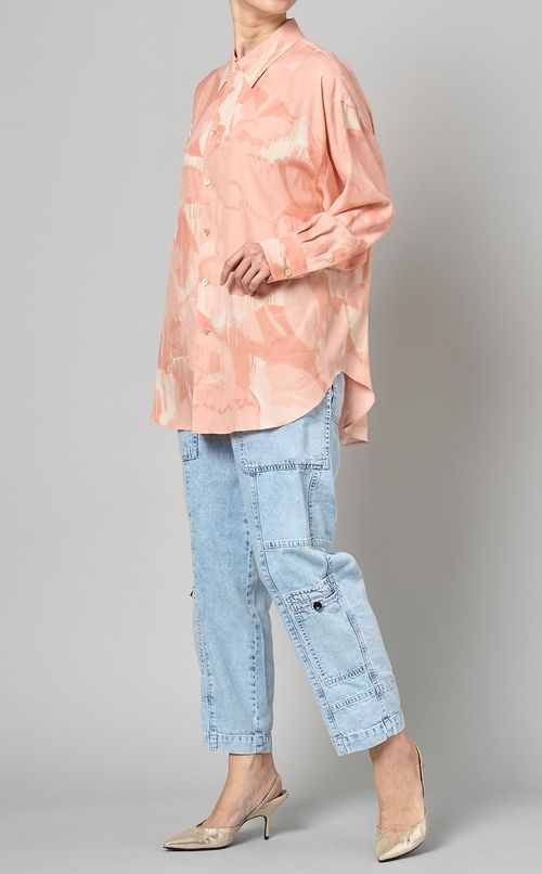 フラワープリントオーバーサイズシャツ