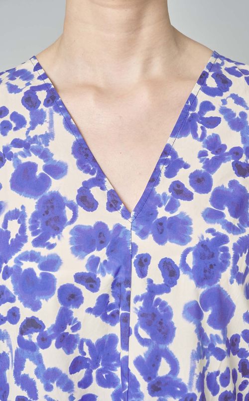 コットンフラワープリントVネックドレス