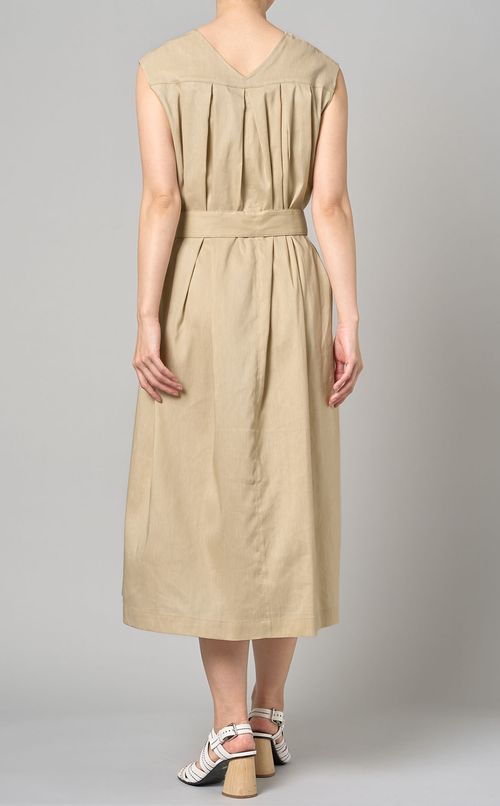 リネン混フレアワンピース