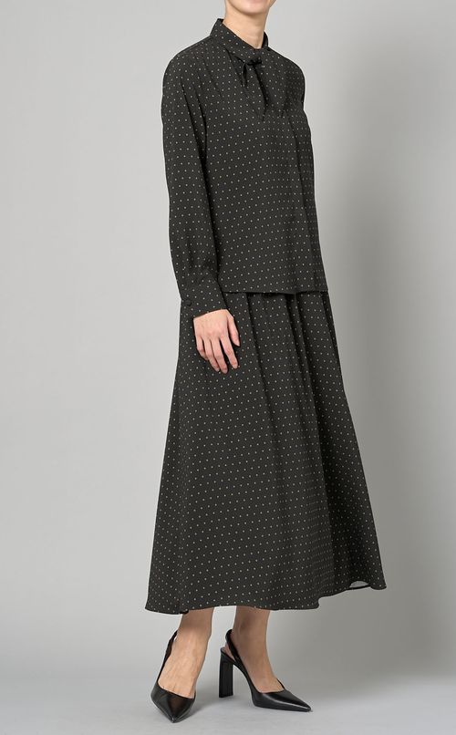 ドットプリントボウタイブラウス