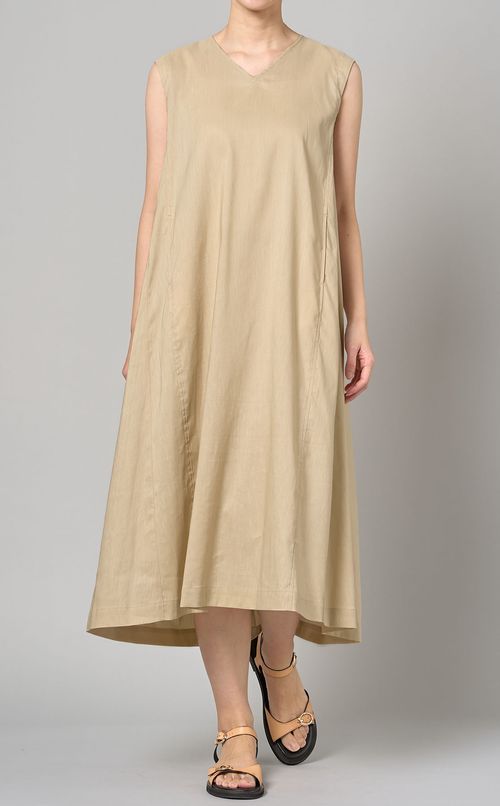 リネン混フレアワンピース