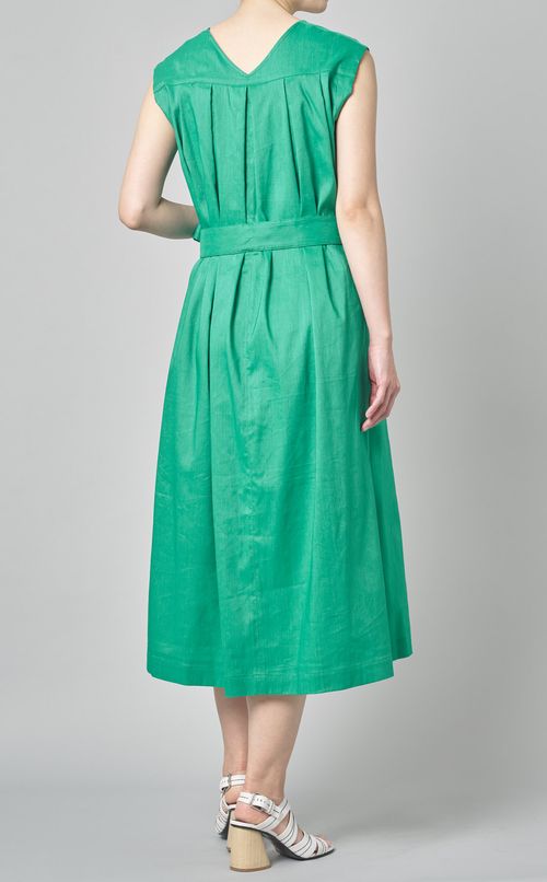 リネン混フレアワンピース