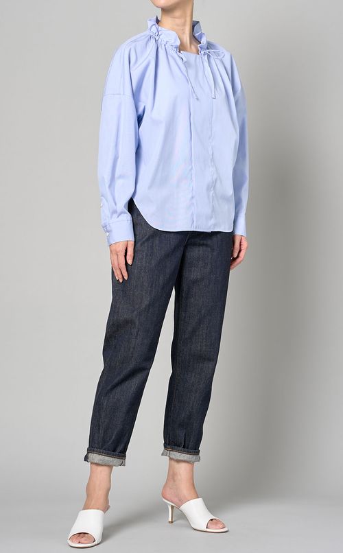 コットンギャザーデザインタイブラウス