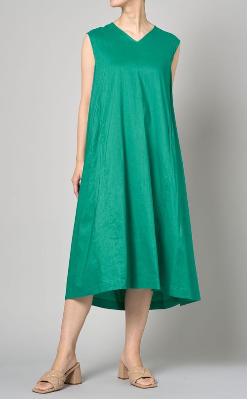 リネン混フレアワンピース