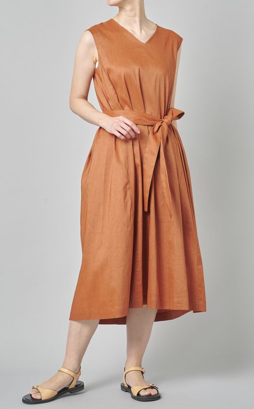 リネン混フレアワンピース