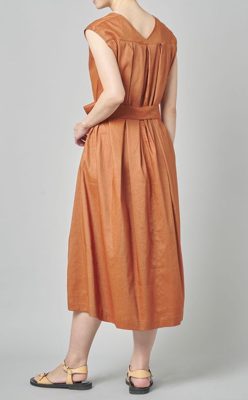 リネン混フレアワンピース