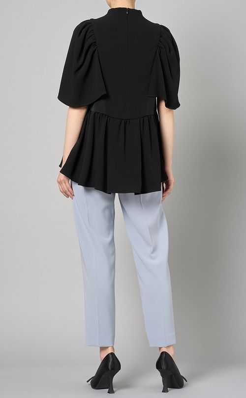 パール付ギャザースリーブブラウス