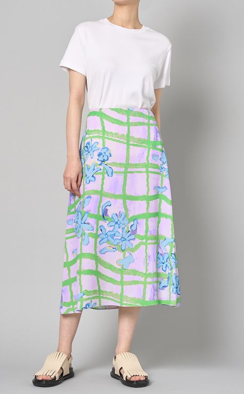 ペインティングプリントミディスカート