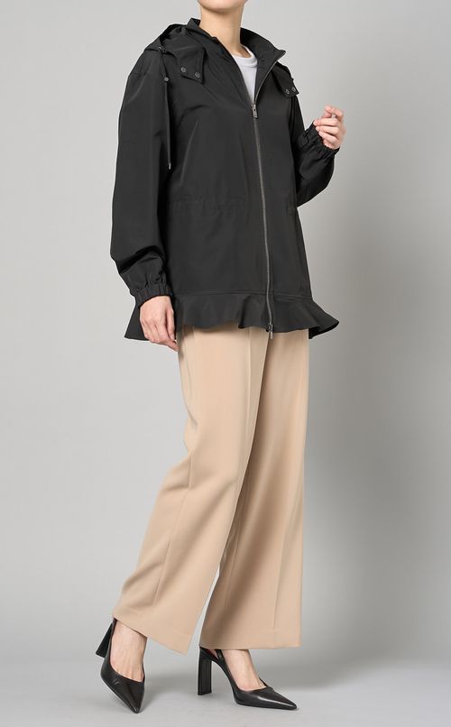 コットンナイロンフリルフーディブルゾン