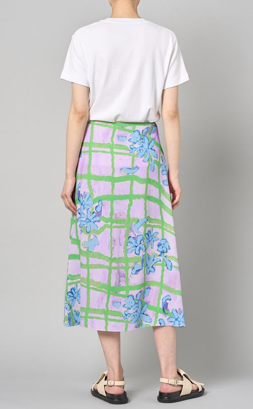 ペインティングプリントミディスカート