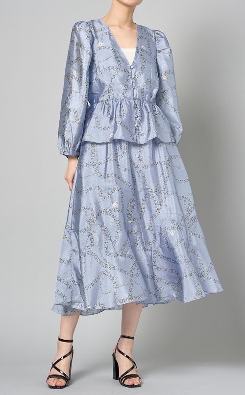 プリント変形ティアードミディスカート