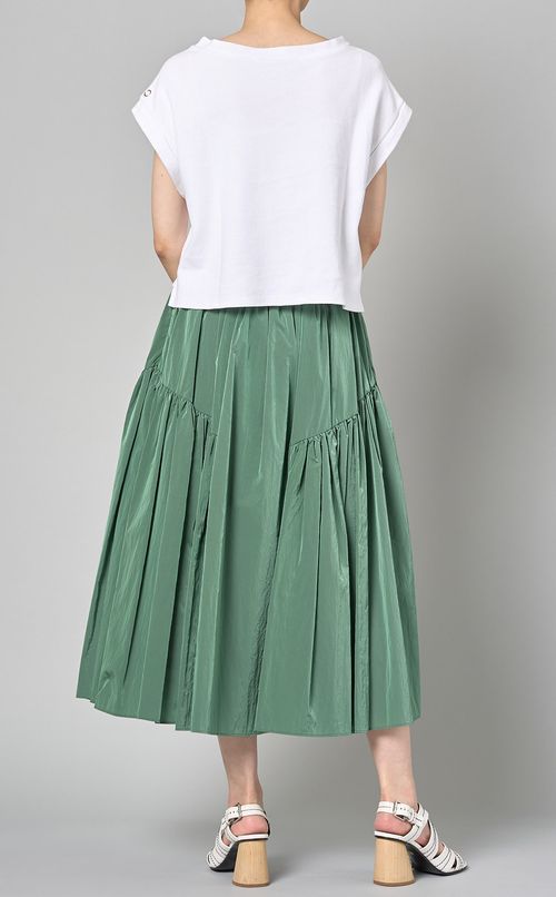 シャンブレーティアードベルト付スカート