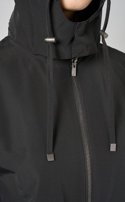 コットンナイロンフリルフーディブルゾン