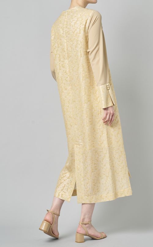 ラメドットジャガードVネックドレス