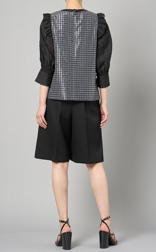 シアーギンガムフリルブラウス