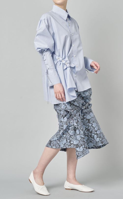 フレアスリーブビーズ刺繍ブラウス