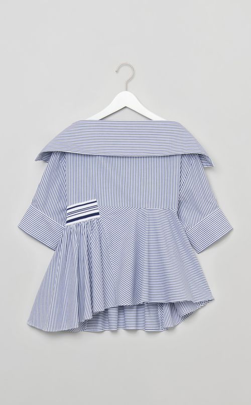 2wayフロントストライプブラウス
