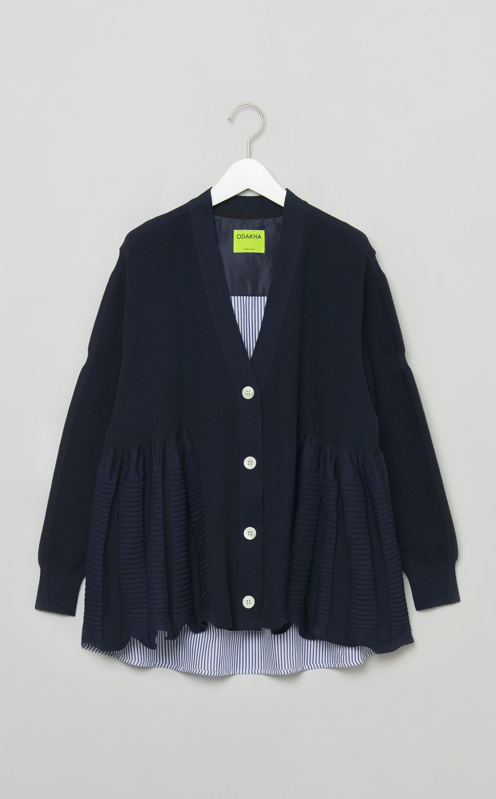 コットン混ストライプコンビカーディガン