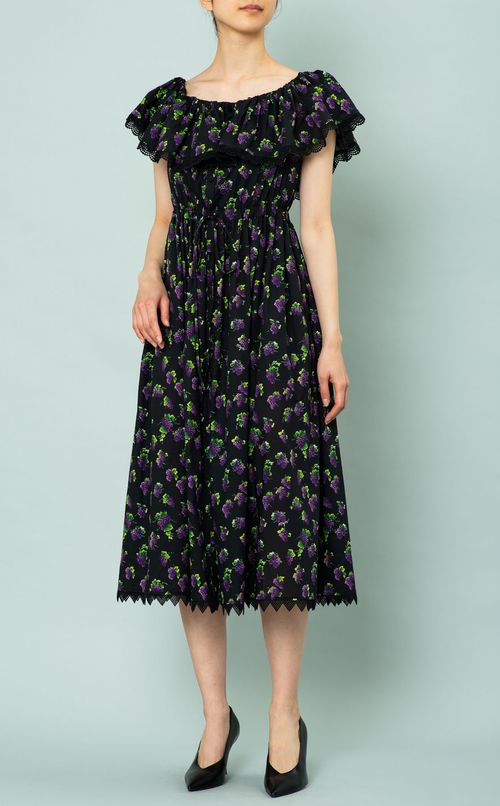 ブドウ柄コットンワンピース