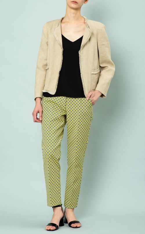 リネンノーカラージャケット