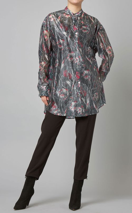 フラワープリントロングシャツ