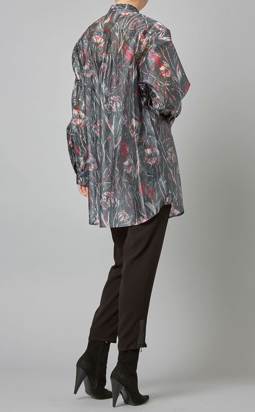 フラワープリントロングシャツ