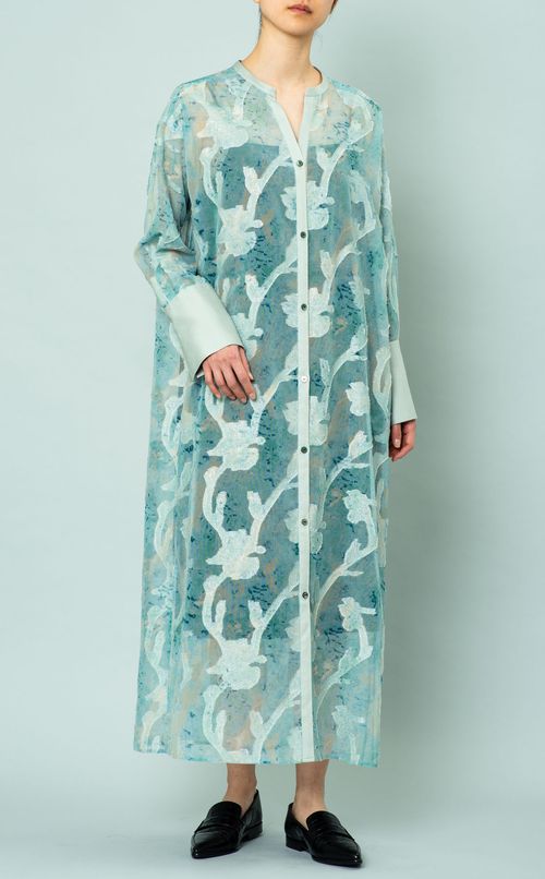 フラワーレースシャツワンピース