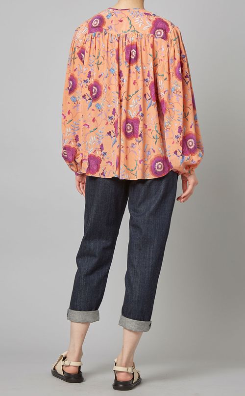 プリントギャザーブラウス