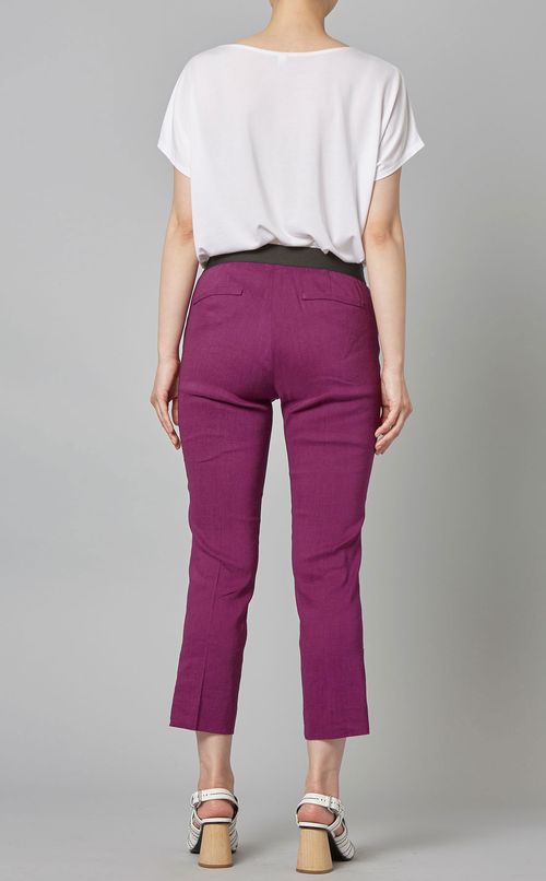 リネン混ストレッチパンツ