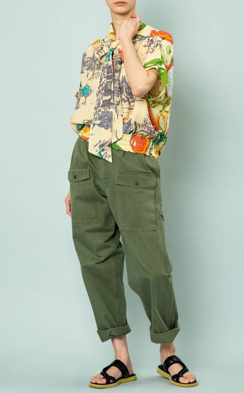 ウエストシャーリングブラウス