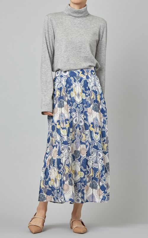 プリントロングフレアスカート