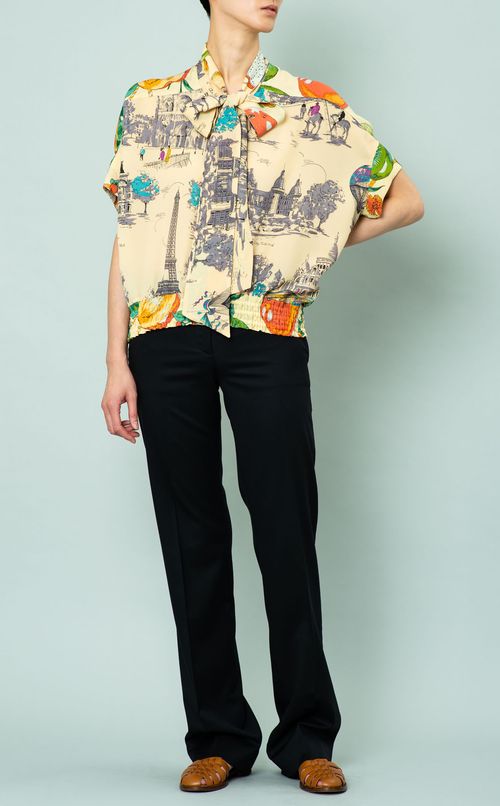 ウエストシャーリングブラウス