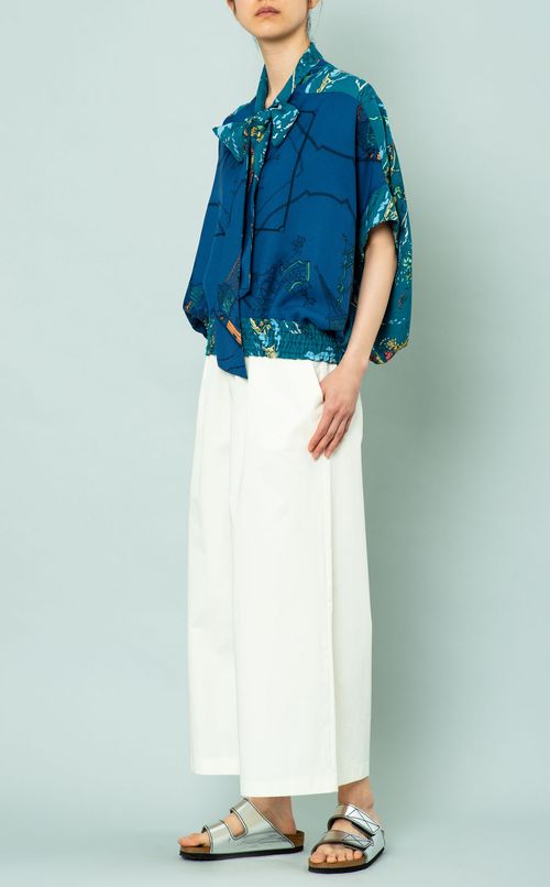 ウエストシャーリングブラウス