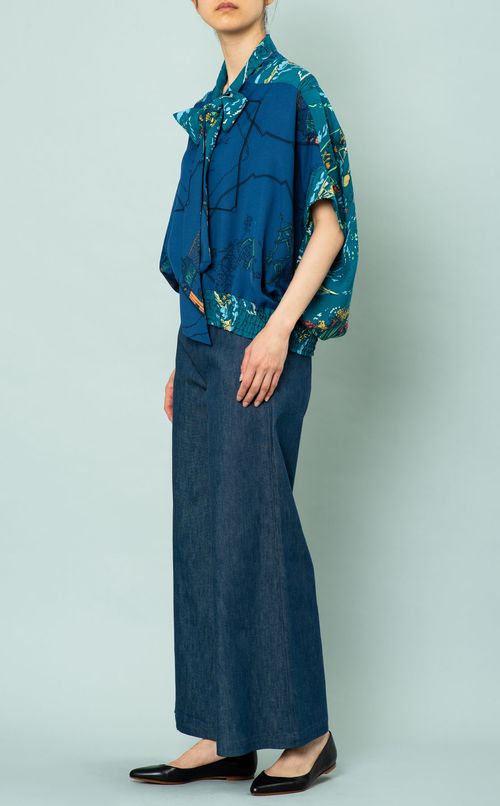 ウエストシャーリングブラウス