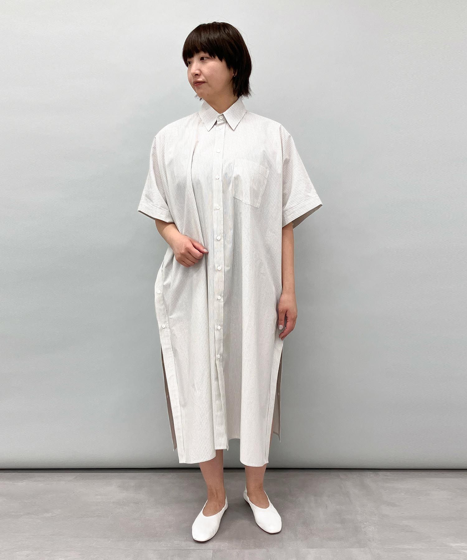 MM6 Maison Margiela｜コットンストライプシャツワンピース