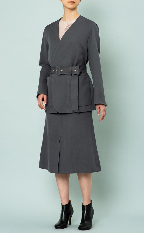 コットンリネンノーカラージャケット